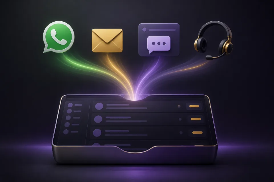 WhatsApp, Instagram, Facebook, TikTok, SMS, web chat and voice merging into one shared inbox
