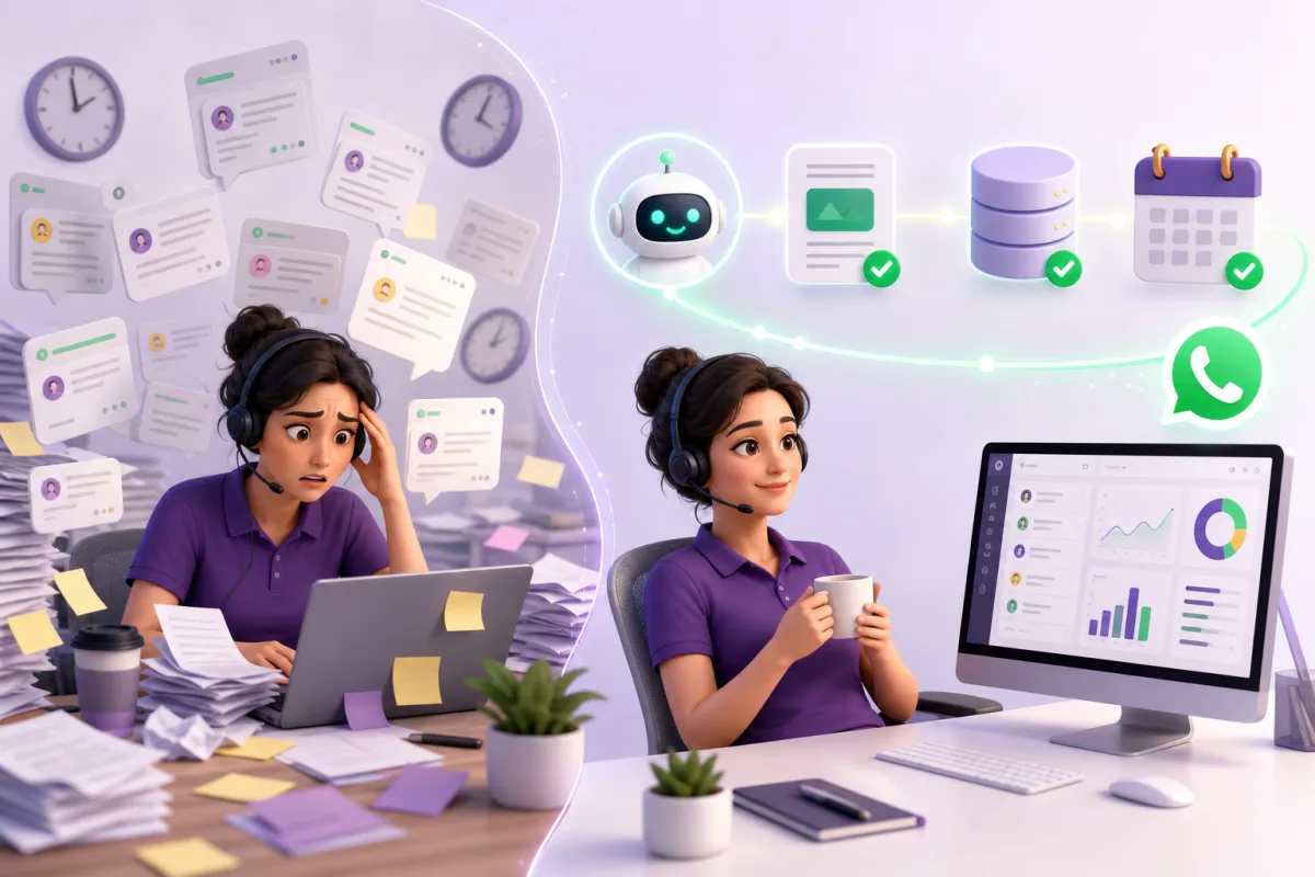 Problem: manual workload at scale — Solved: automation, bots, and system integrations